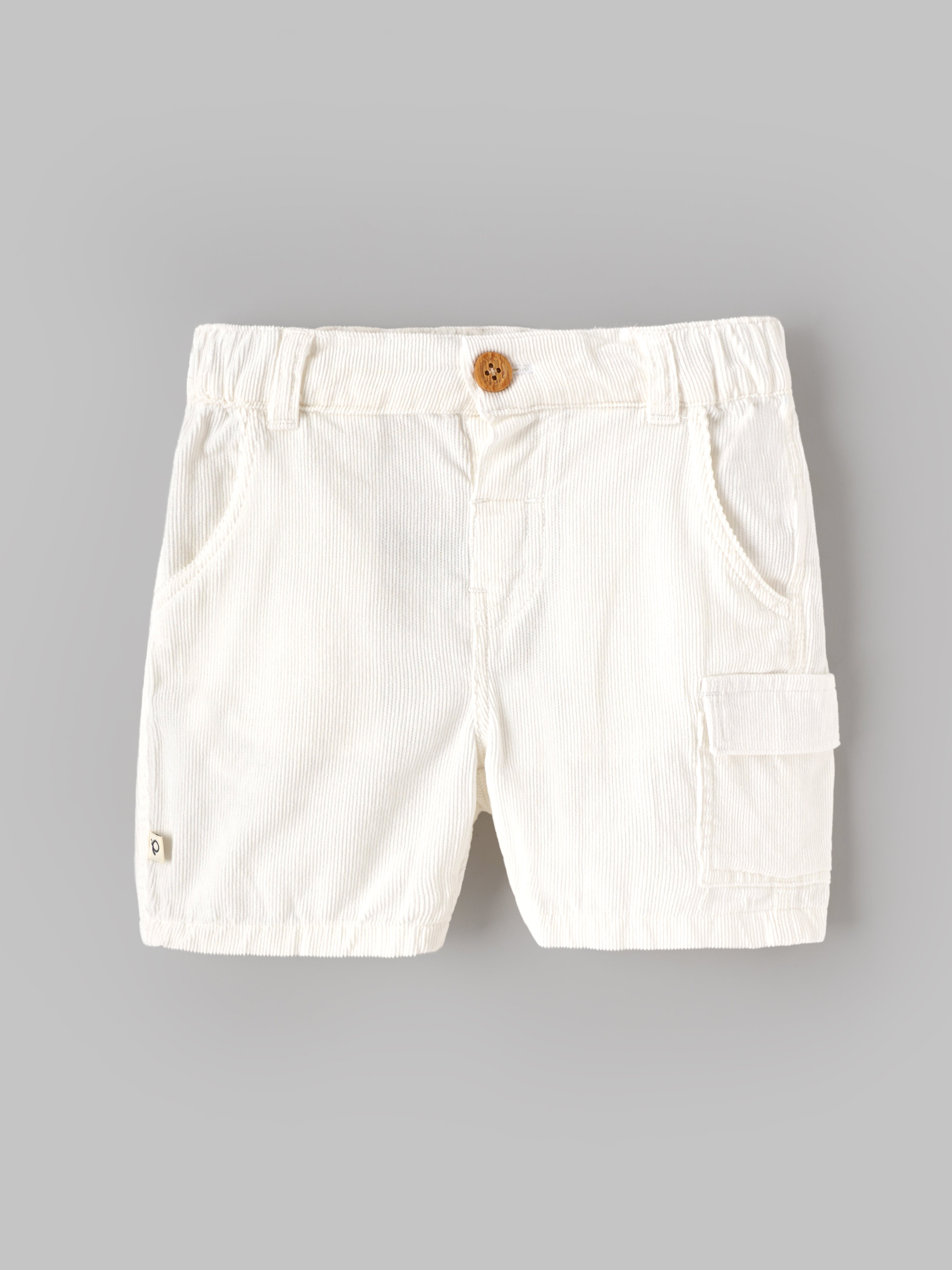 Popees Baby Boys Shorts | Soft Cotton Blend Elastic Waist Casual Shorts with Side Utility Pocket | White |9 Months-4 Years
