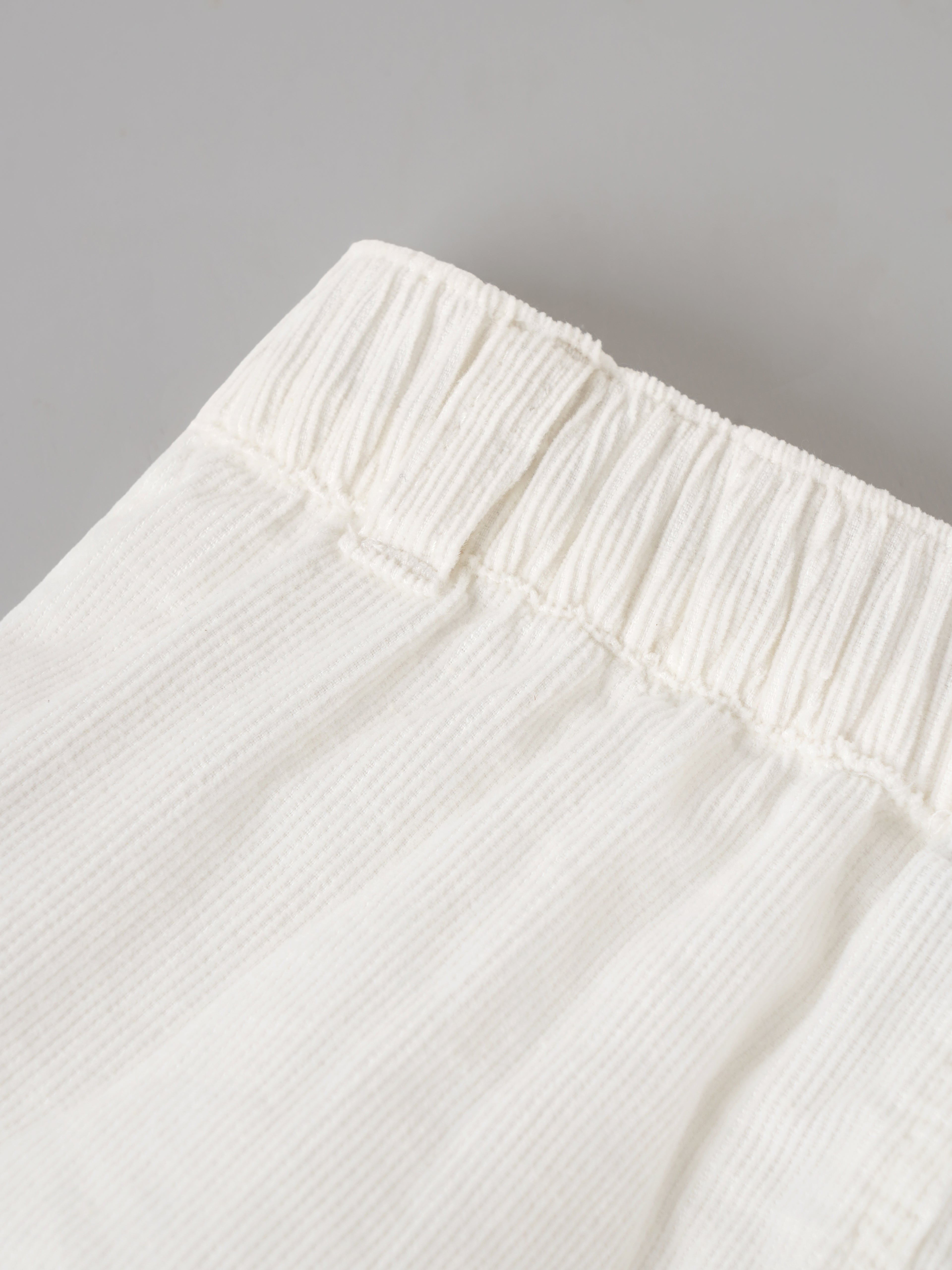 Popees Baby Boys Shorts | Soft Cotton Blend Elastic Waist Casual Shorts with Side Utility Pocket | White |9 Months-4 Years