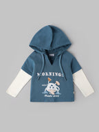 Popees Baby Boys Hooded Neck Top & Shorts Co-ord Set| Aegean Blue| 9 Months - 4 Years