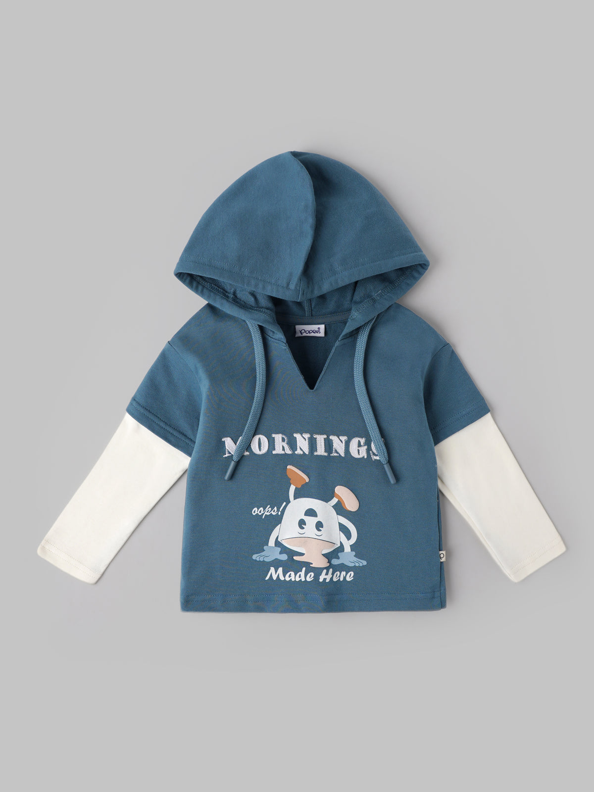 Popees Baby Boys Hooded Neck Top & Shorts Co-ord Set| Aegean Blue| 9 Months - 4 Years