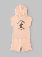 Popees Soft & Stylish Sleeveless Baby Boys Hoodie Top and Shorts Set with Go Wild Print| 9 Months - 4 Years