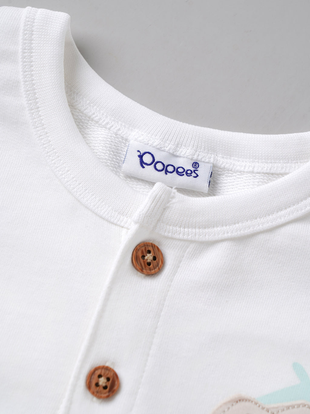 Popees Baby Boys Full Sleeve T-Shirt with Elephant Print and Button Placket |9 Month – 4 Years|