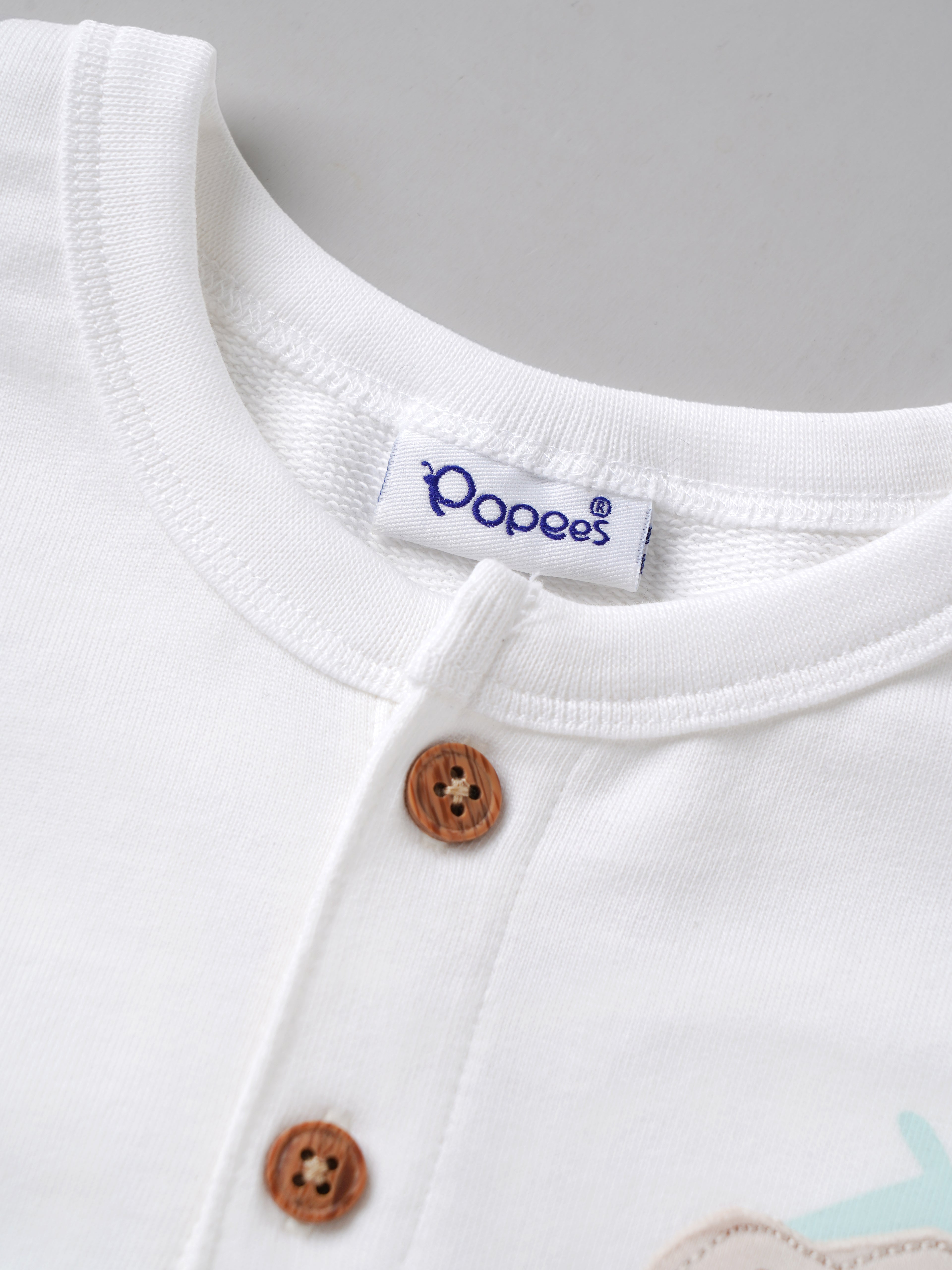 Popees Baby Boys Full Sleeve T-Shirt with Elephant Print and Button Placket |9 Month – 4 Years|