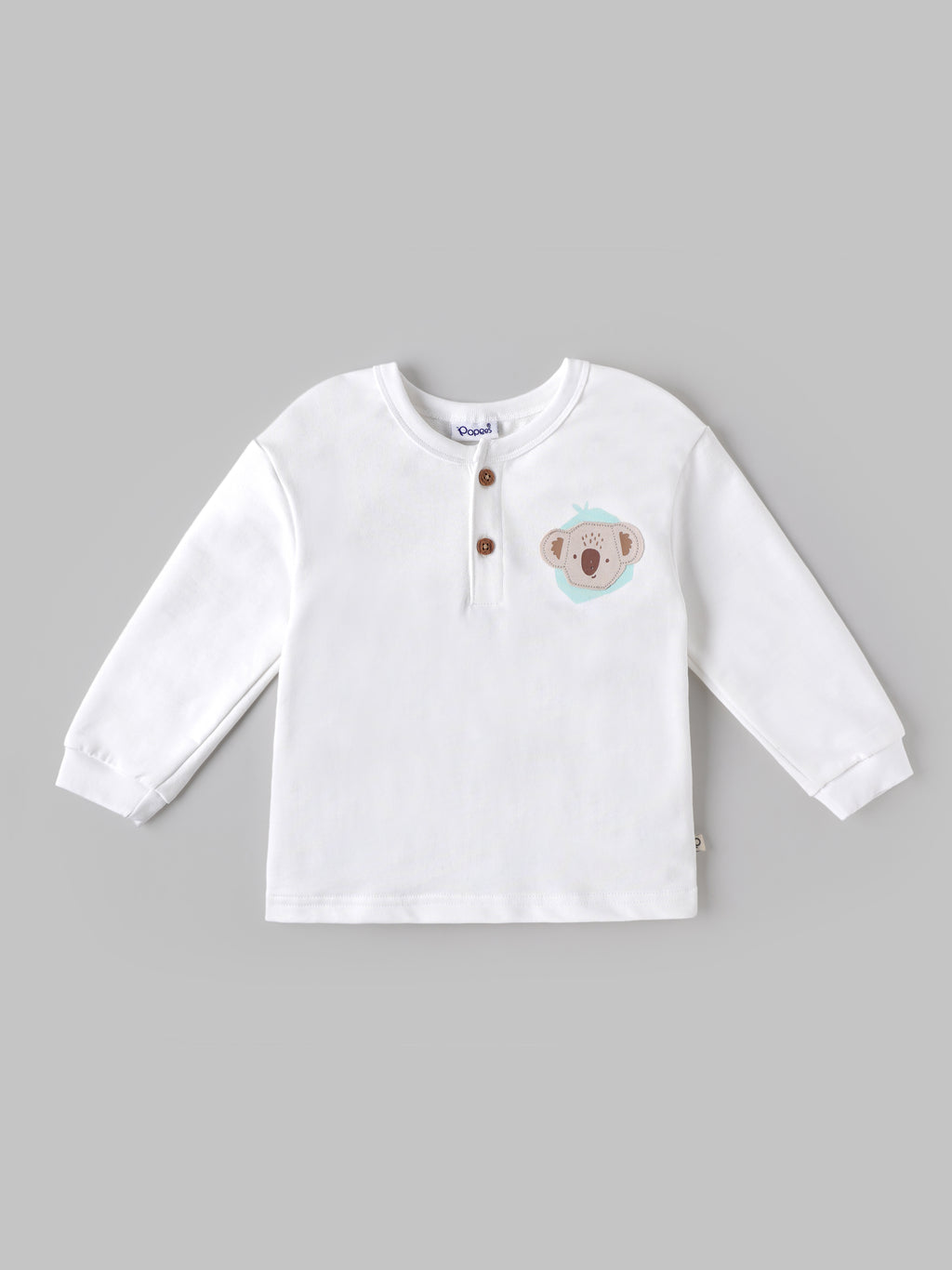 Popees Baby Boys Full Sleeve T-Shirt with Elephant Print and Button Placket |9 Month – 4 Years|