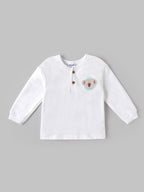 Popees Baby Boys Full Sleeve T-Shirt with Elephant Print and Button Placket |9 Month – 4 Years|