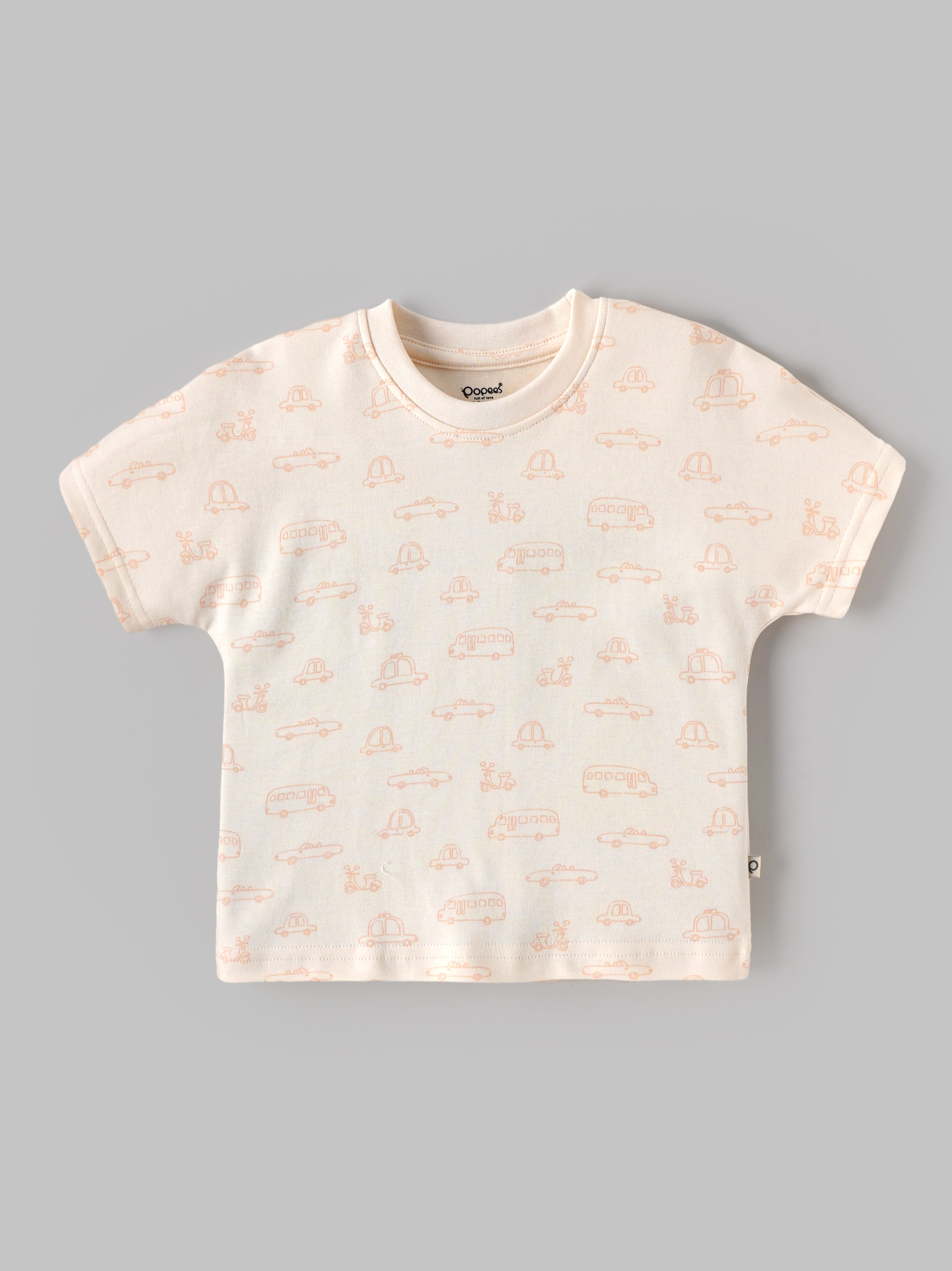 Popees Baby Boys Vehicle Print Half Sleeve T-Shirt | Soft Cotton Crew Neck Tee |  9 Months- 4 Years