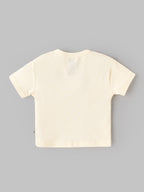 Popees Baby Boys Aloha Print Half Sleeve T-Shirt | Soft Cotton Graphic Tee | Cream | 9 M-4 Years