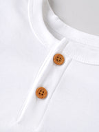 Popees Baby Boys Little Legend Print Half Sleeve T-Shirt | Soft Cotton Henley Neck Tee | White | 9M-4 Years
