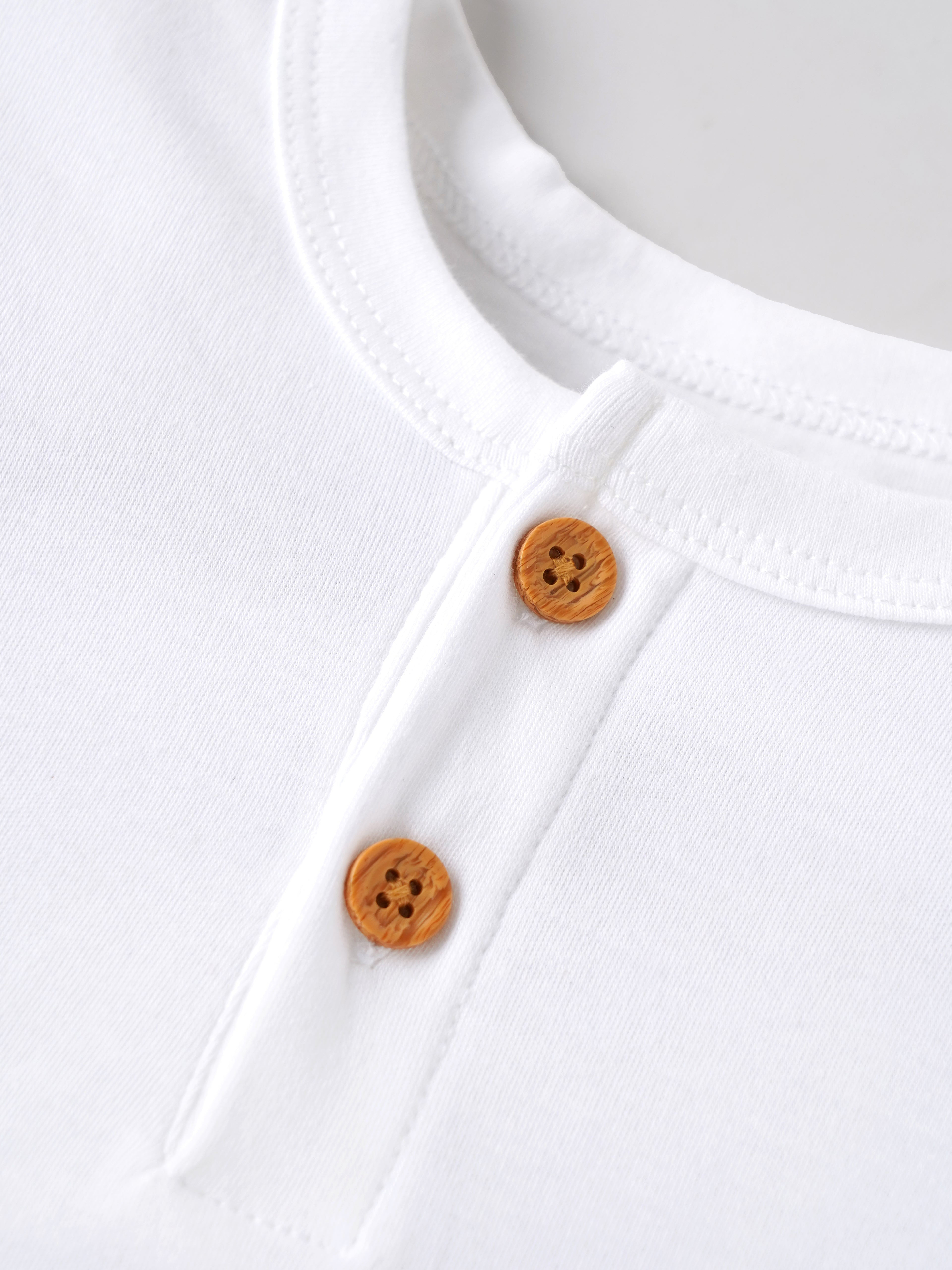 Popees Baby Boys Little Legend Print Half Sleeve T-Shirt | Soft Cotton Henley Neck Tee | White | 9M-4 Years