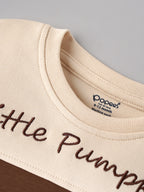 Popees Baby Boys Stylish Little Pumpkin Full Sleeve T-Shirt | Cute Color Block Printed Top | 6 Months–4 Years