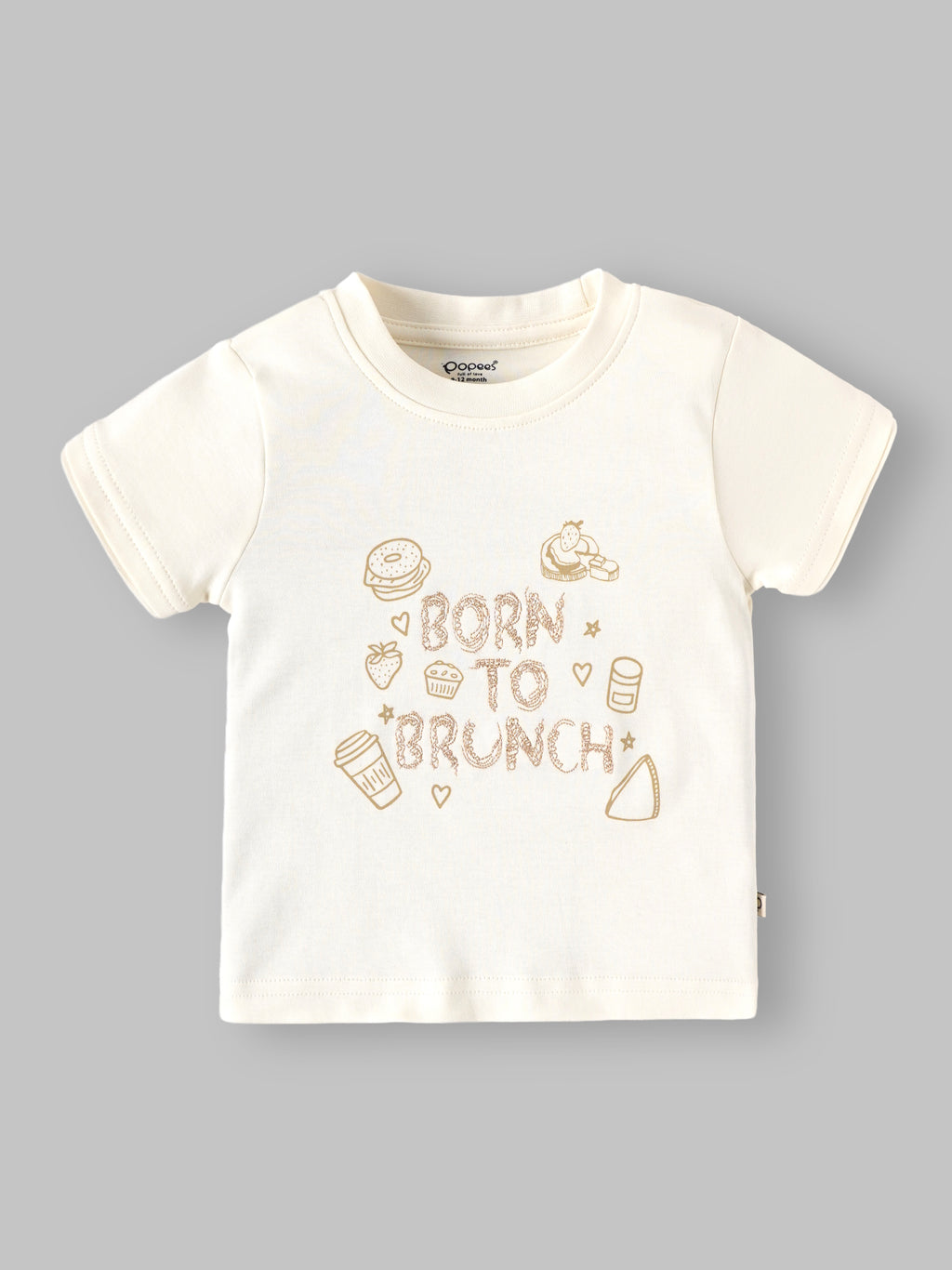 Popees Soft Cotton Half Sleeve Printed T-Shirt "Born to Brunch" for Baby Boys | 9 Months- 4 Years