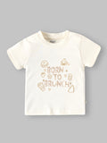 Popees Soft Cotton Half Sleeve Printed T-Shirt "Born to Brunch" for Baby Boys | 9 Months- 4 Years