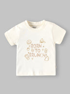 Popees Soft Cotton Half Sleeve Printed T-Shirt "Born to Brunch" for Baby Boys | 9 Months- 4 Years