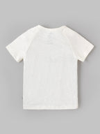 Popees Baby Boys Half Sleeve T-Shirt | Soft Cotton Blend Tee with Lion Embroidered Patch | White | 9 Months–4 Years