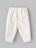 Popees Baby Boys Cotton Full Length Pants | Soft Elastic Waist Ribbed Pants | White | 9 Months–4 Years