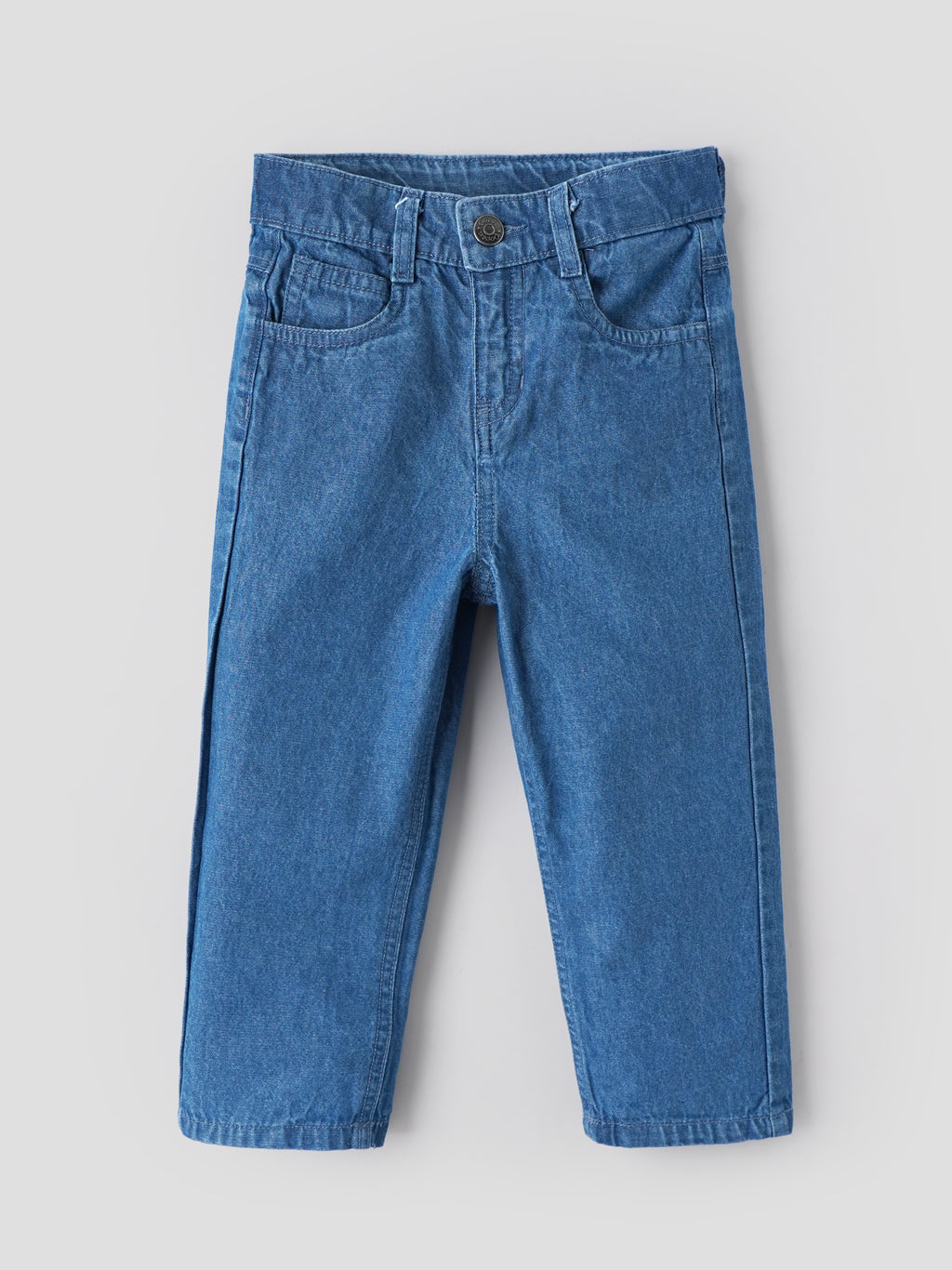 Popees Baby Girls Soft & Stylish Denim Jeans | Classic Blue Regular Fit Cotton Denim Pants with Pockets |9 Months - 4 Years