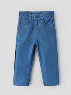 Popees Baby Girls Soft & Stylish Denim Jeans | Classic Blue Regular Fit Cotton Denim Pants with Pockets |9 Months - 4 Years