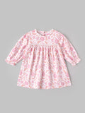 Popees Baby Girls Floral Print Dress with Long Puff Sleeves| 9 Months - 4Years|
