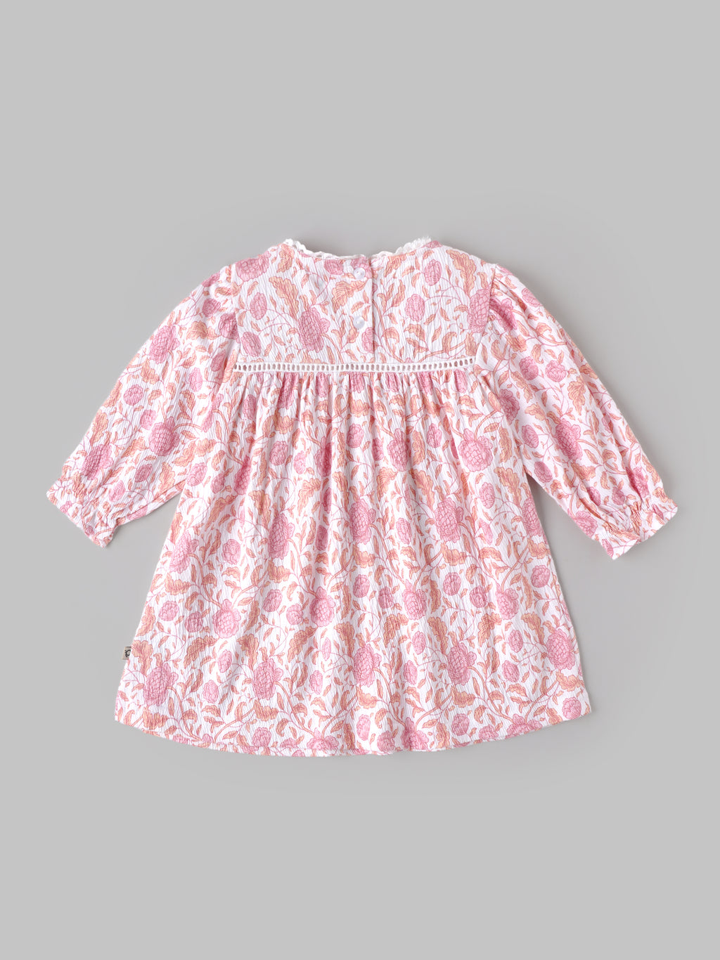 Popees Baby Girls Floral Print Dress with Long Puff Sleeves| 9 Months - 4Years|