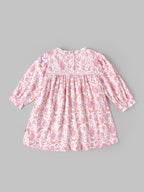 Popees Baby Girls Floral Print Dress with Long Puff Sleeves| 9 Months - 4Years|
