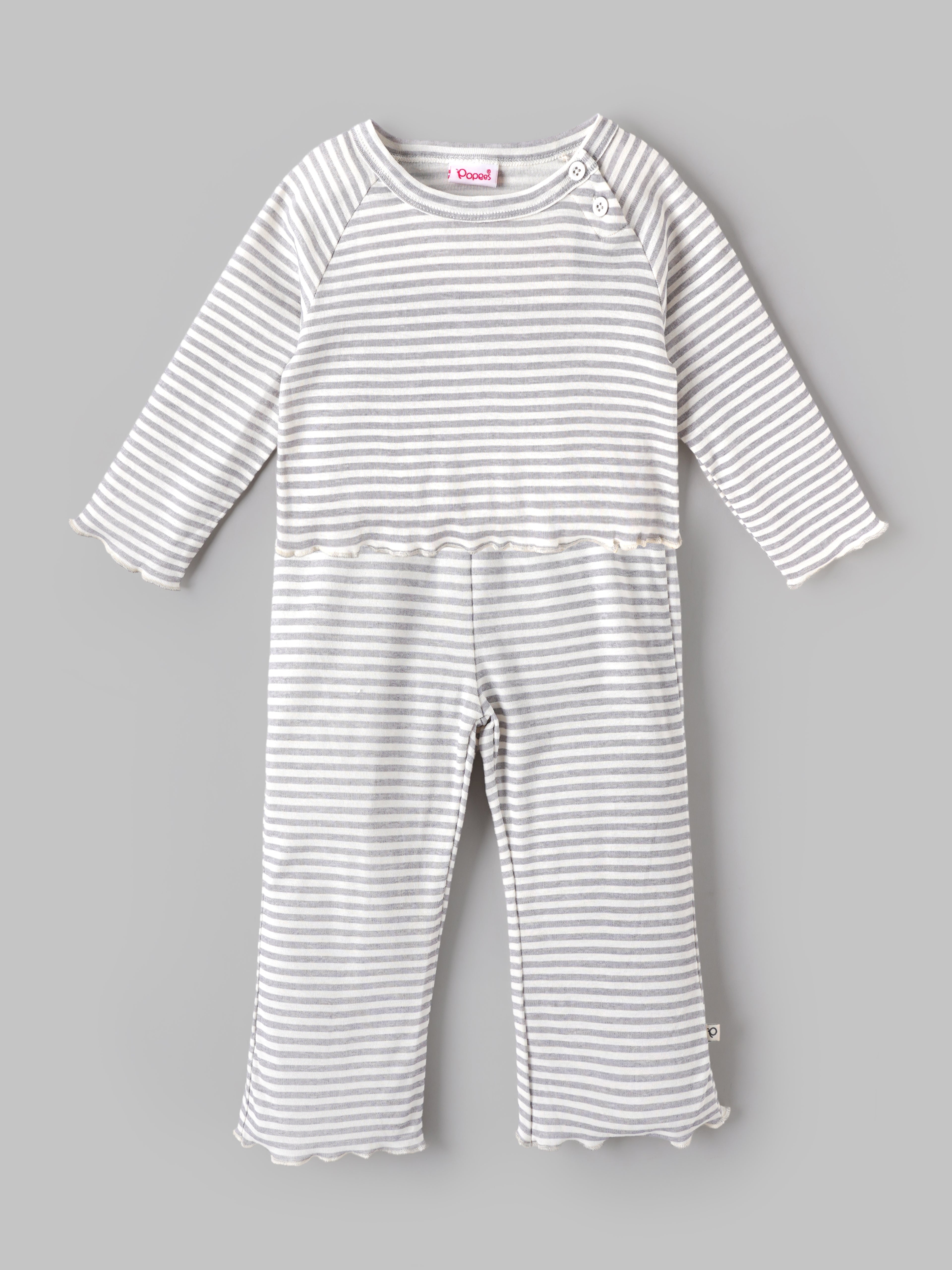 Popees Baby Girls Striped Full Sleeve Co-Ord Set | Soft Cotton Top & Pants Set | Comfortable Everyday Wear |3Months- 4 Years