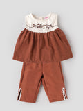 Popees Baby Girls Soft & Stylish Embroidered Top & Pant Set | Floral Embroidery Sleeveless Top with Matching Pants | Comfortable Casual Wear Set |9 Months–4 Years