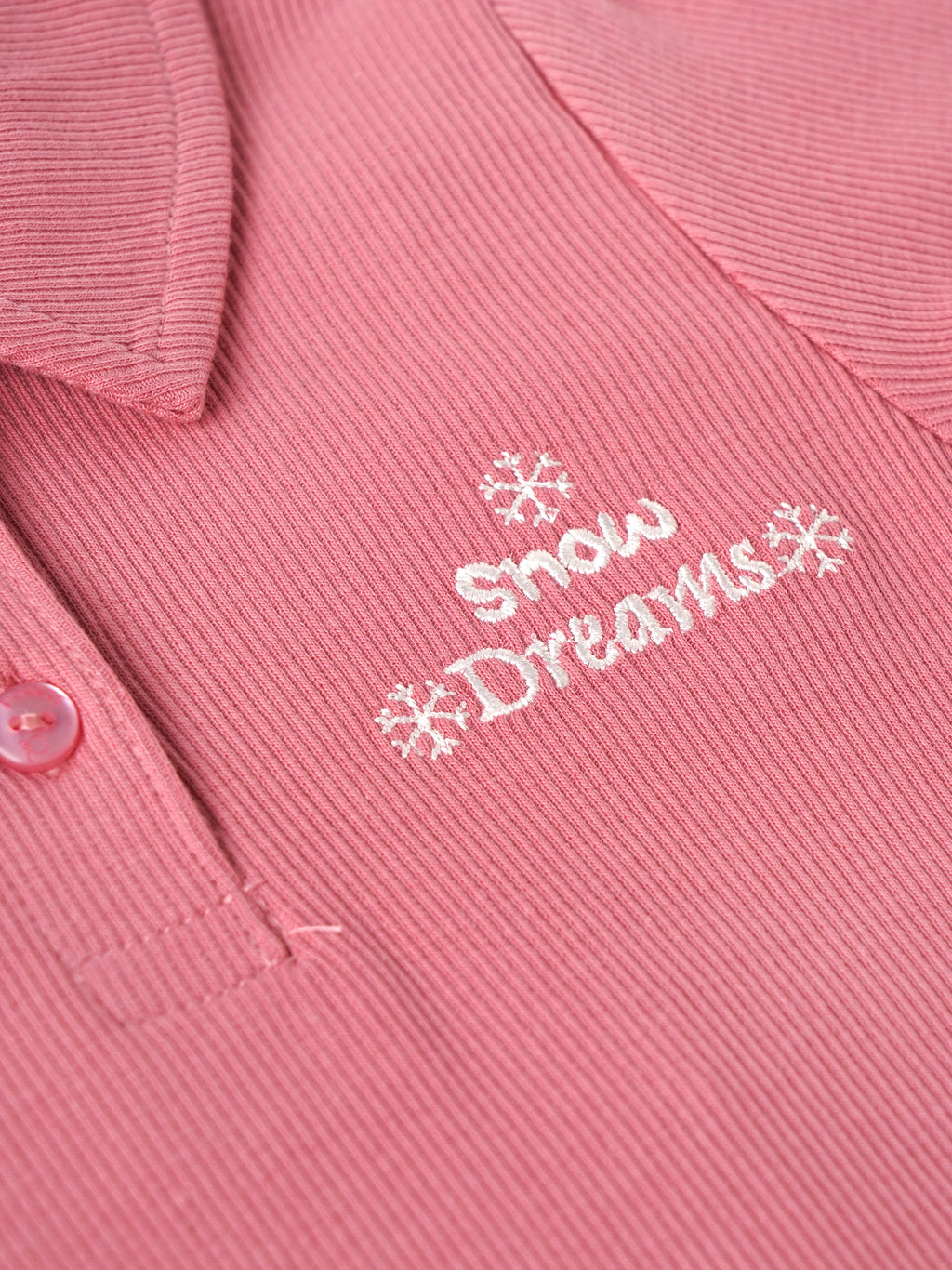 Popees Baby Girls Ribbed Polo T-Shirt & Shorts Co-Ord Set | Soft Cotton 2-Piece Outfit with Snow Dreams Embroidery | 9 Months -4 Years