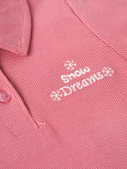 Popees Baby Girls Ribbed Polo T-Shirt & Shorts Co-Ord Set | Soft Cotton 2-Piece Outfit with Snow Dreams Embroidery | 9 Months -4 Years