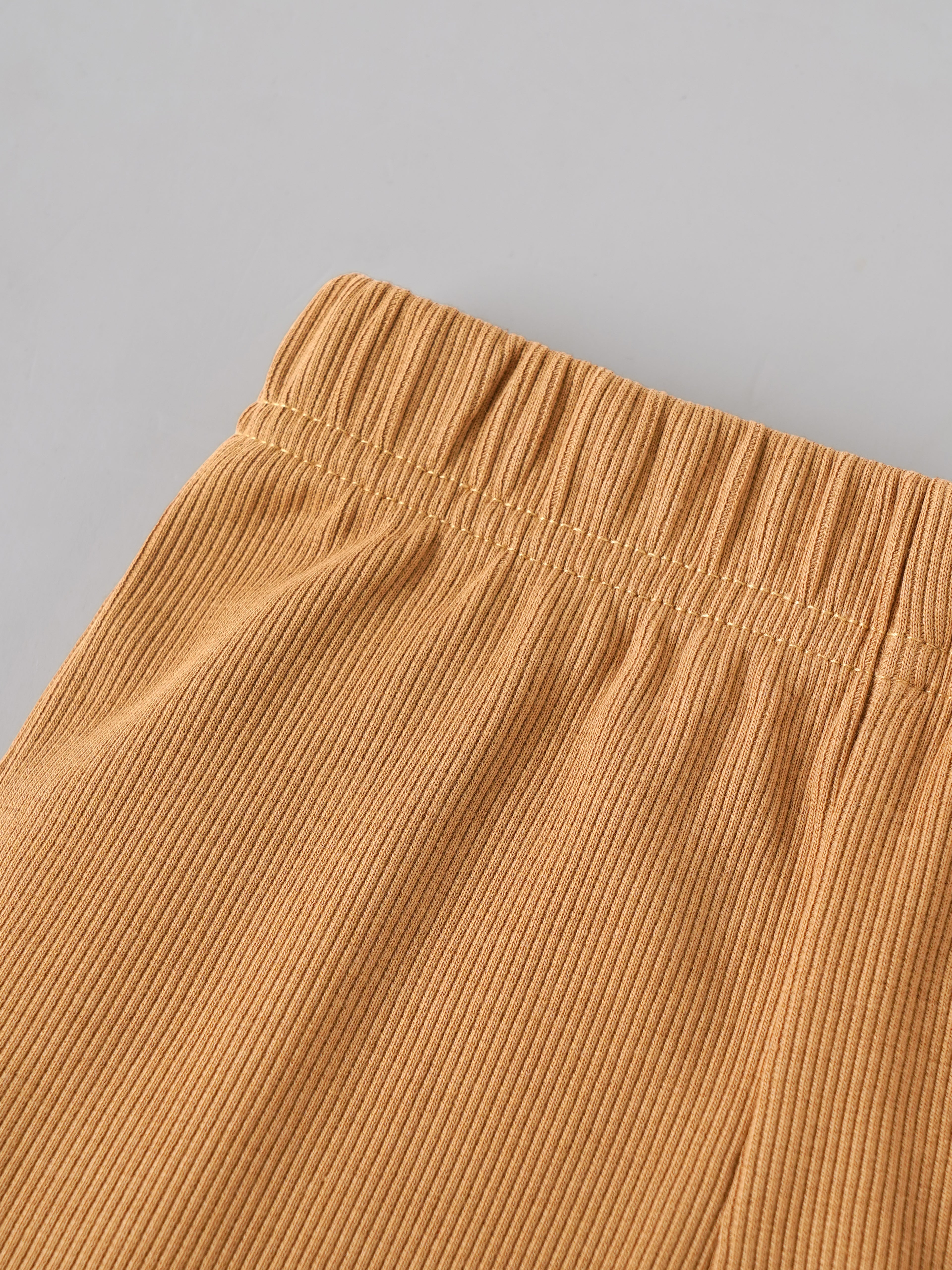Popees Baby Girls Ribbed Polo T-Shirt & Shorts Co-Ord Set | Soft Cotton 2-Piece Outfit with Snow Dreams Embroidery | Camel Brown |9 Months -4 Years