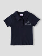 Popees Baby Girls Ribbed Polo T-Shirt & Shorts Co-Ord Set | Soft Cotton Summer Outfit | 9 Months -4 Years