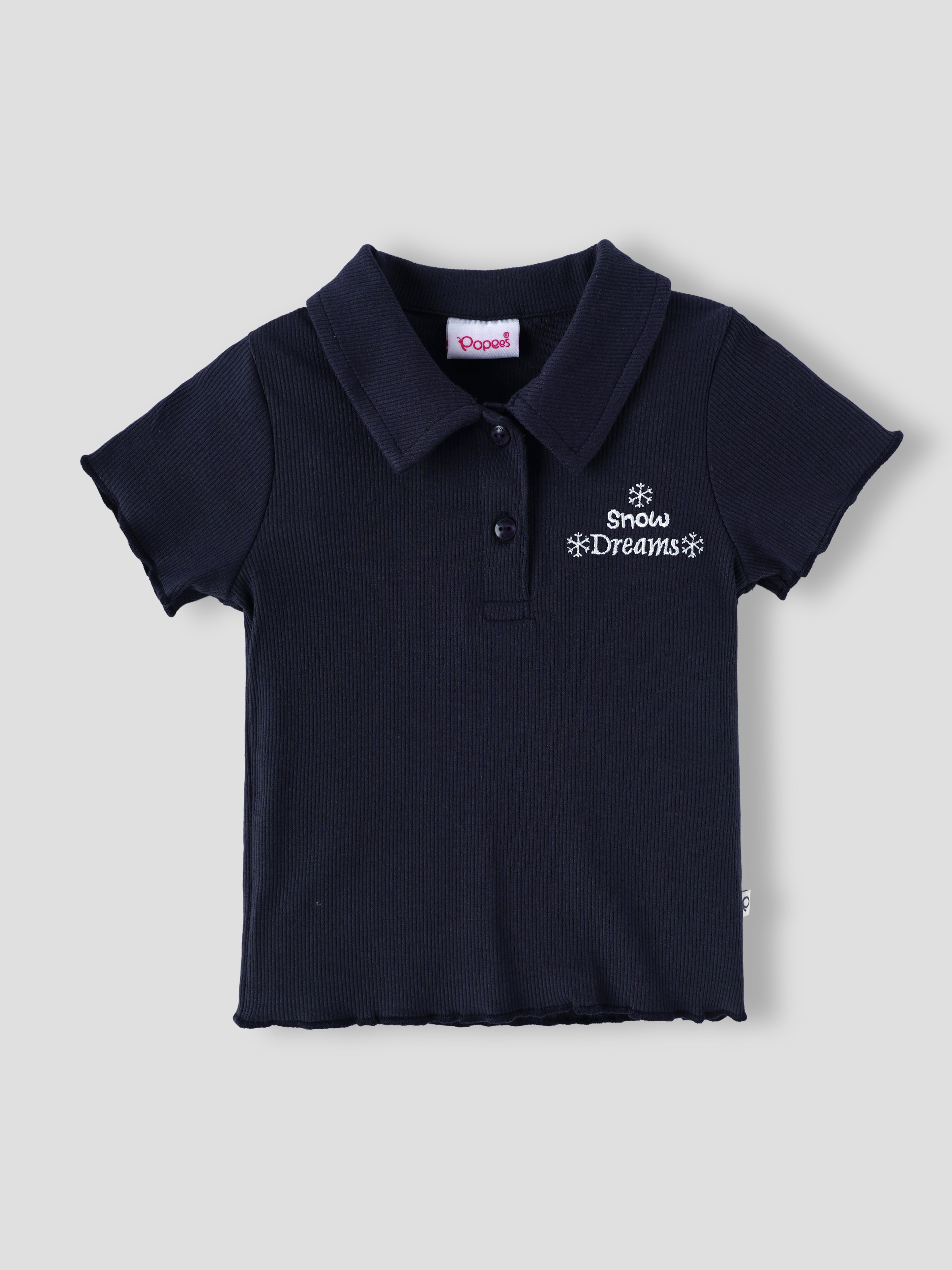 Popees Baby Girls Ribbed Polo T-Shirt & Shorts Co-Ord Set | Soft Cotton Summer Outfit | 9 Months -4 Years