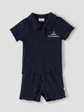 Popees Baby Girls Ribbed Polo T-Shirt & Shorts Co-Ord Set | Soft Cotton Summer Outfit | 9 Months -4 Years