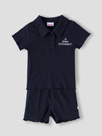 Popees Baby Girls Ribbed Polo T-Shirt & Shorts Co-Ord Set | Soft Cotton Summer Outfit | 9 Months -4 Years