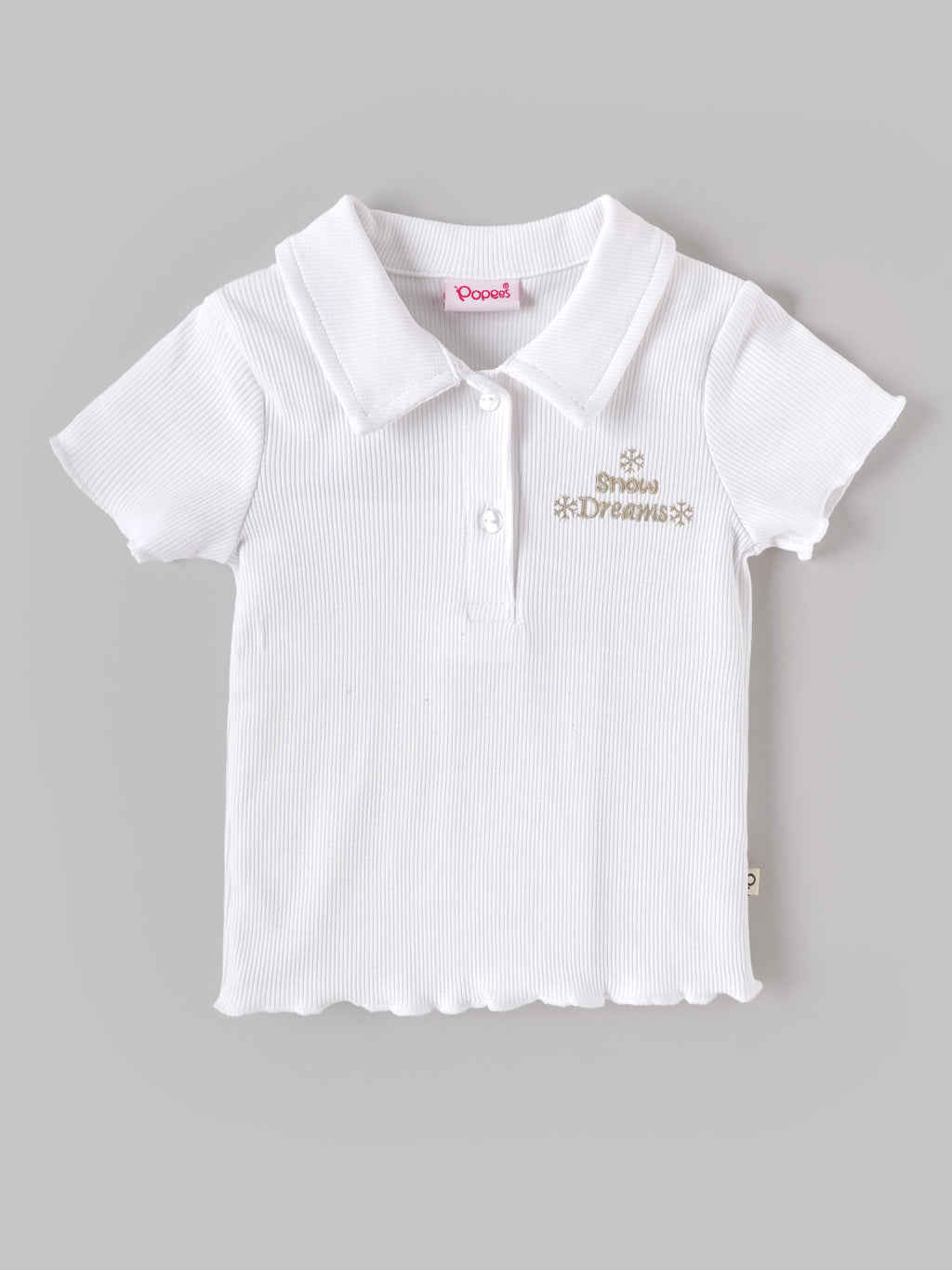 Popees Baby Girls Soft Ribbed Cotton Polo T-Shirt & Shorts Co-Ord Set with Embroidered Detail | 9 Months 4 Years