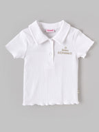 Popees Baby Girls Soft Ribbed Cotton Polo T-Shirt & Shorts Co-Ord Set with Embroidered Detail | 9 Months 4 Years