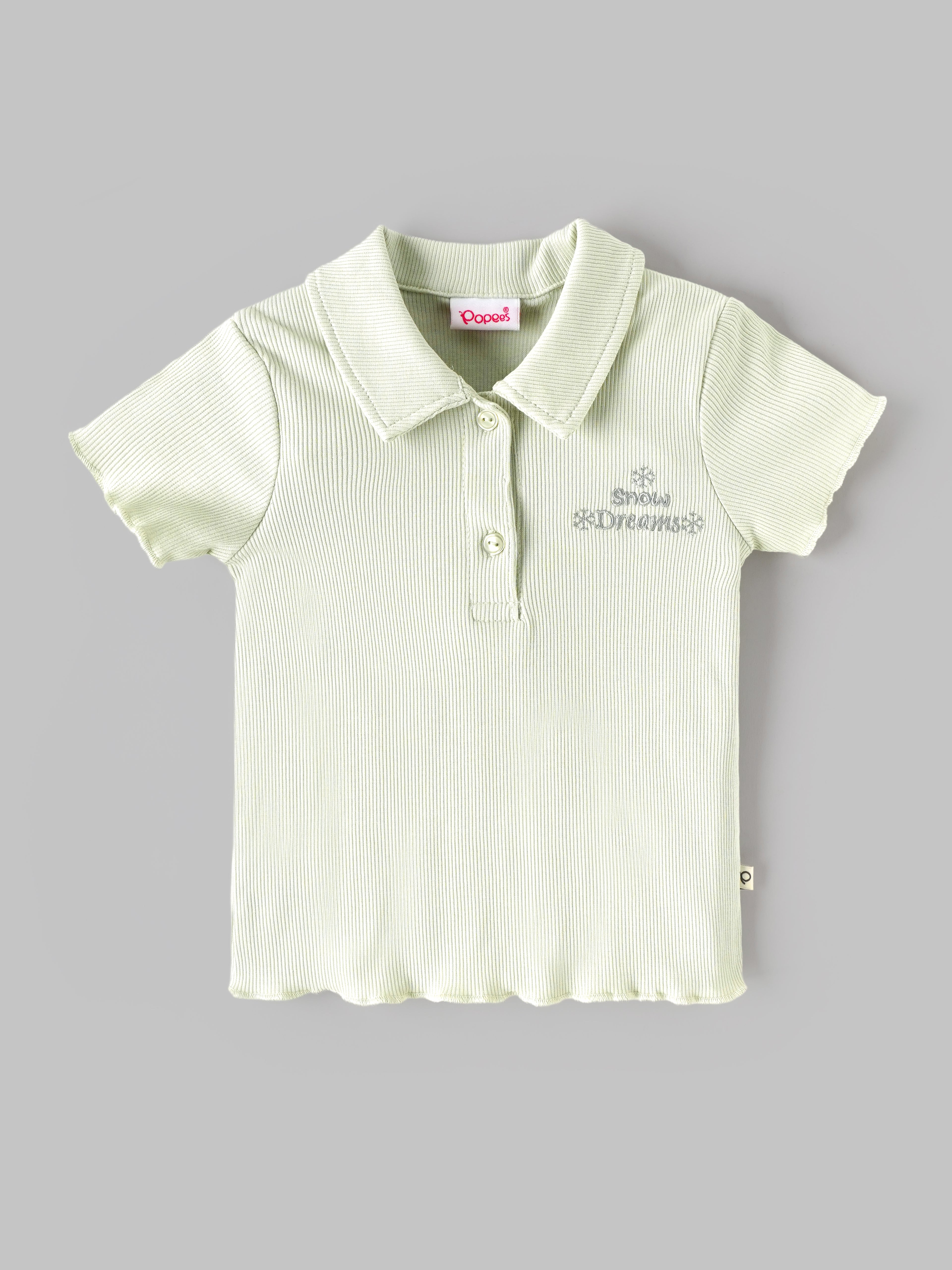 Popees Baby Girls Ribbed Polo T-Shirt & Shorts Co-Ord Set | Soft Cotton Summer Outfit| 9 Months -4 Years