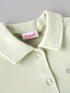 Popees Baby Girls Ribbed Polo T-Shirt & Shorts Co-Ord Set | Soft Cotton Summer Outfit| 9 Months -4 Years