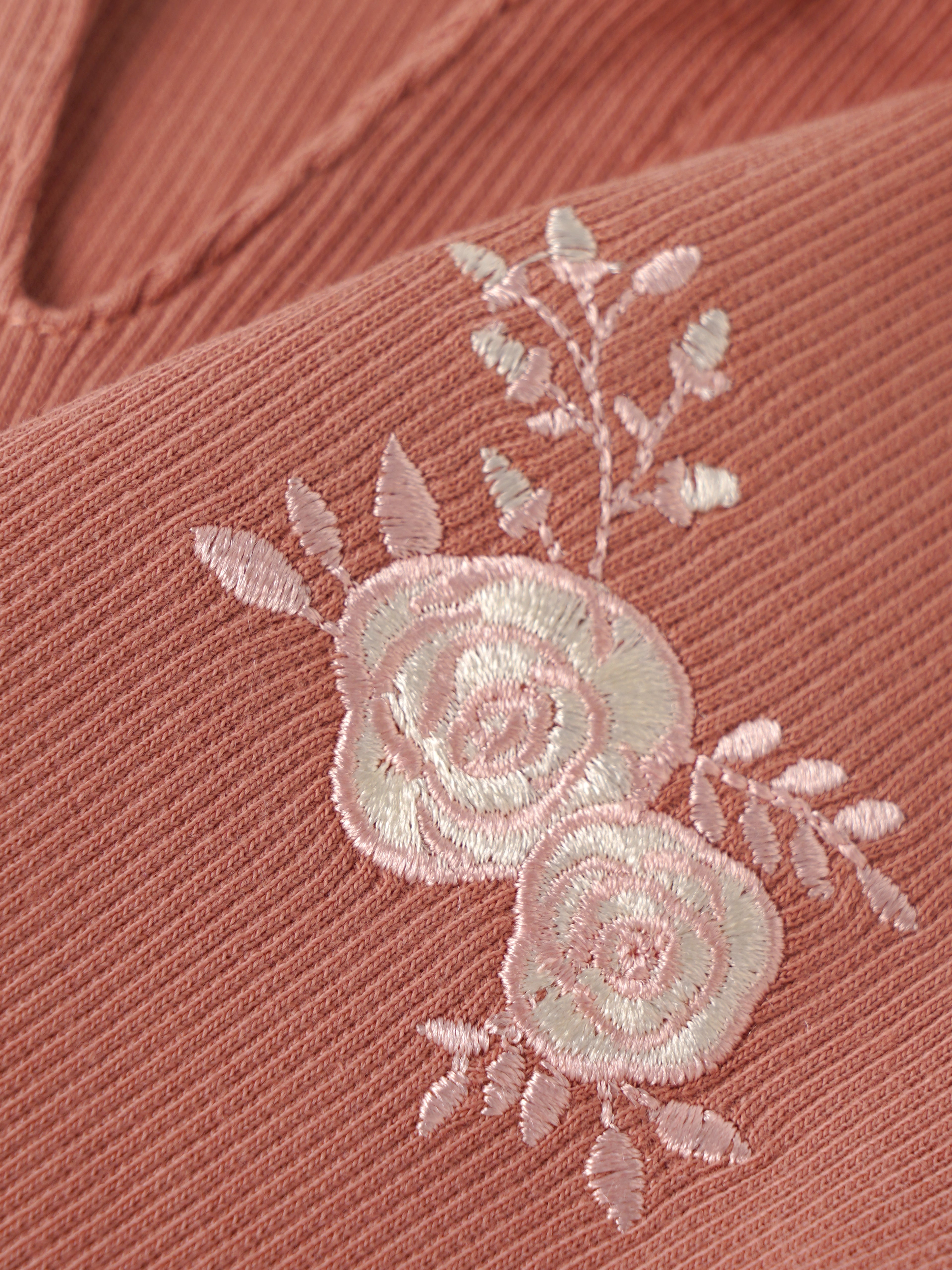 Popees Baby Girls Ribbed Cotton Collared Top | Cameo Brown| 9 Months- 4 Years