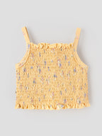 Popees Baby Girls Smocked Camisole Top – Peach Yellow | 9 Months–4 Years