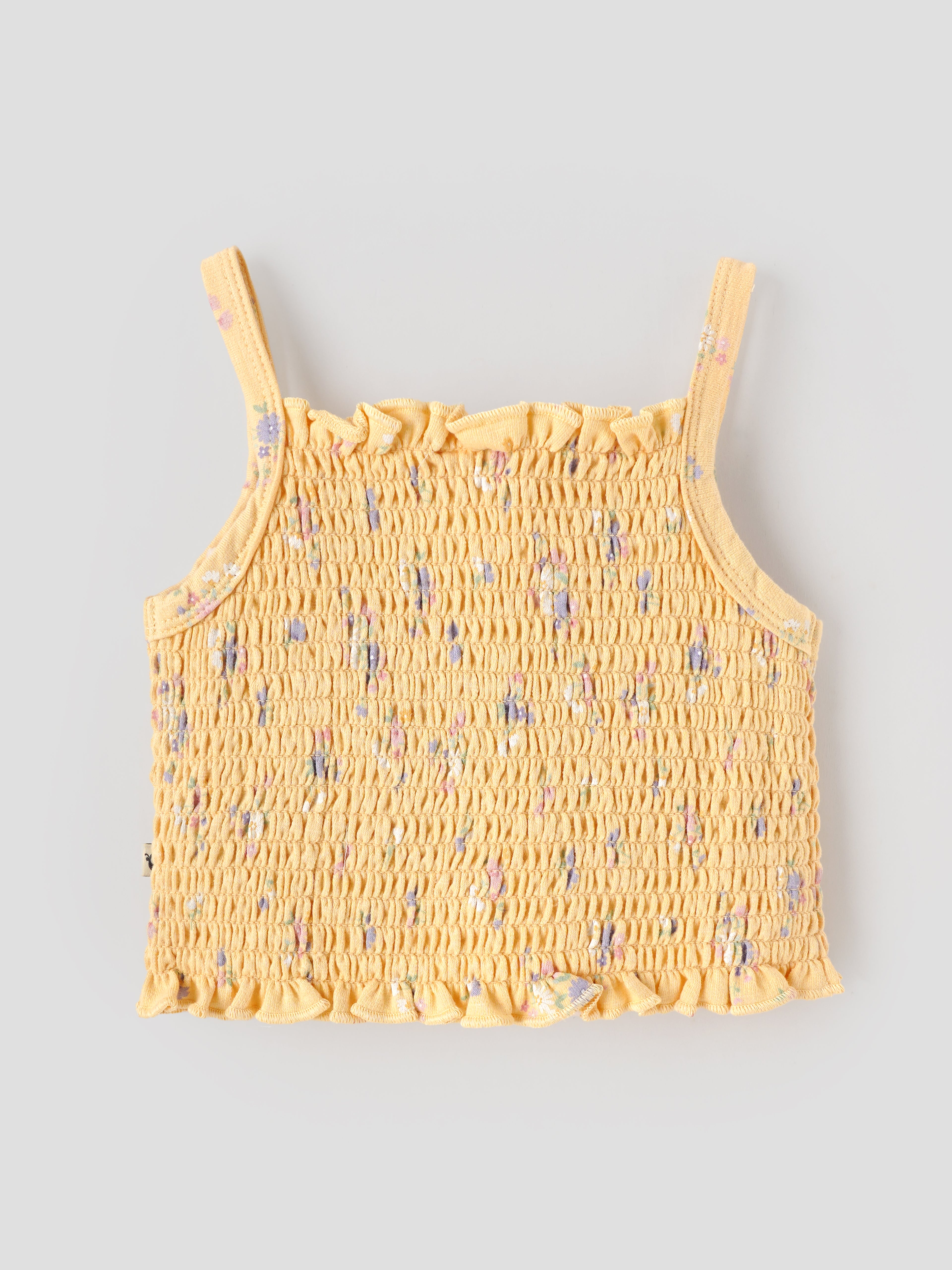 Popees Baby Girls Smocked Camisole Top – Peach Yellow | 9 Months–4 Years
