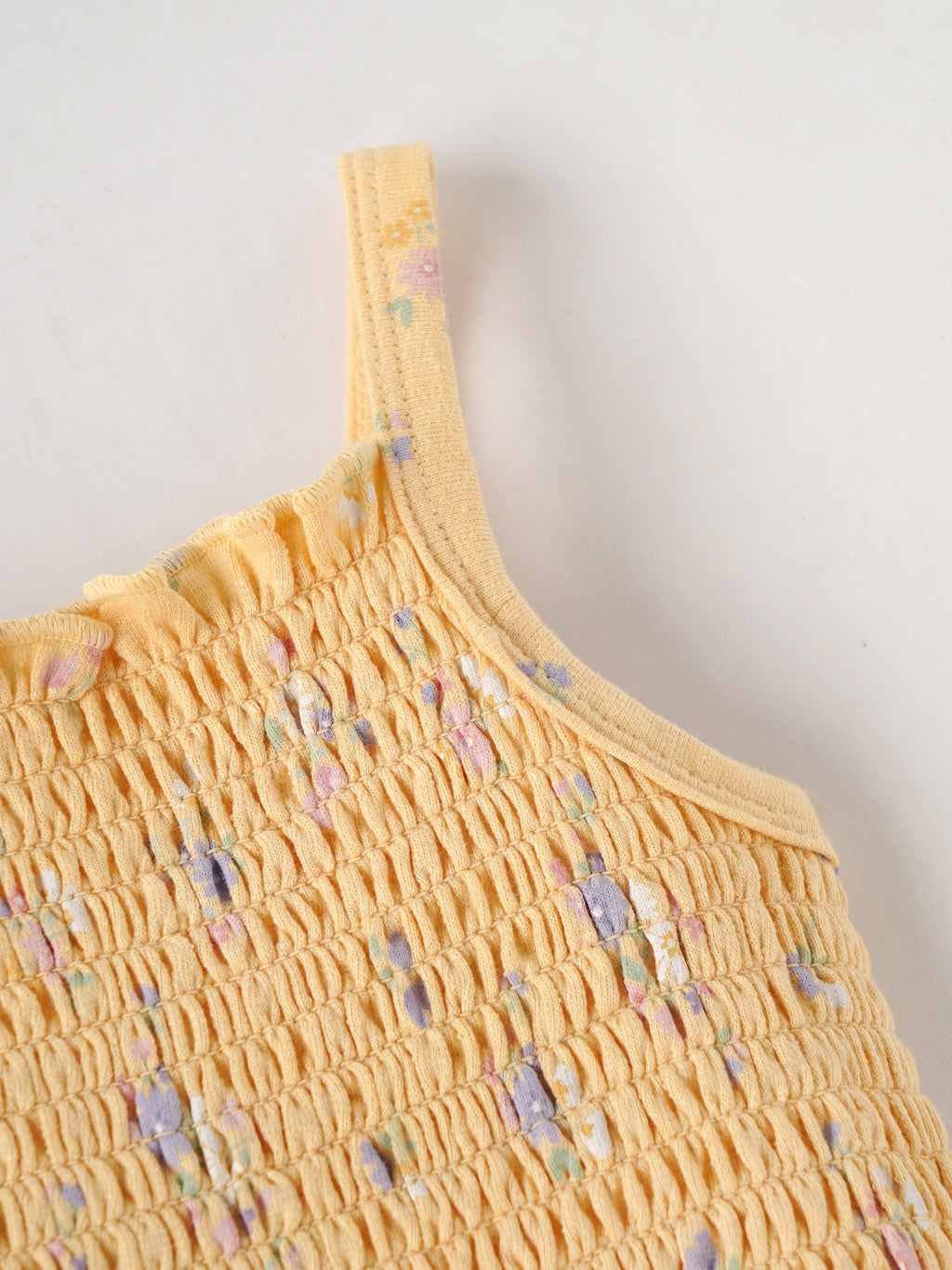 Popees Baby Girls Smocked Camisole Top – Peach Yellow | 9 Months–4 Years