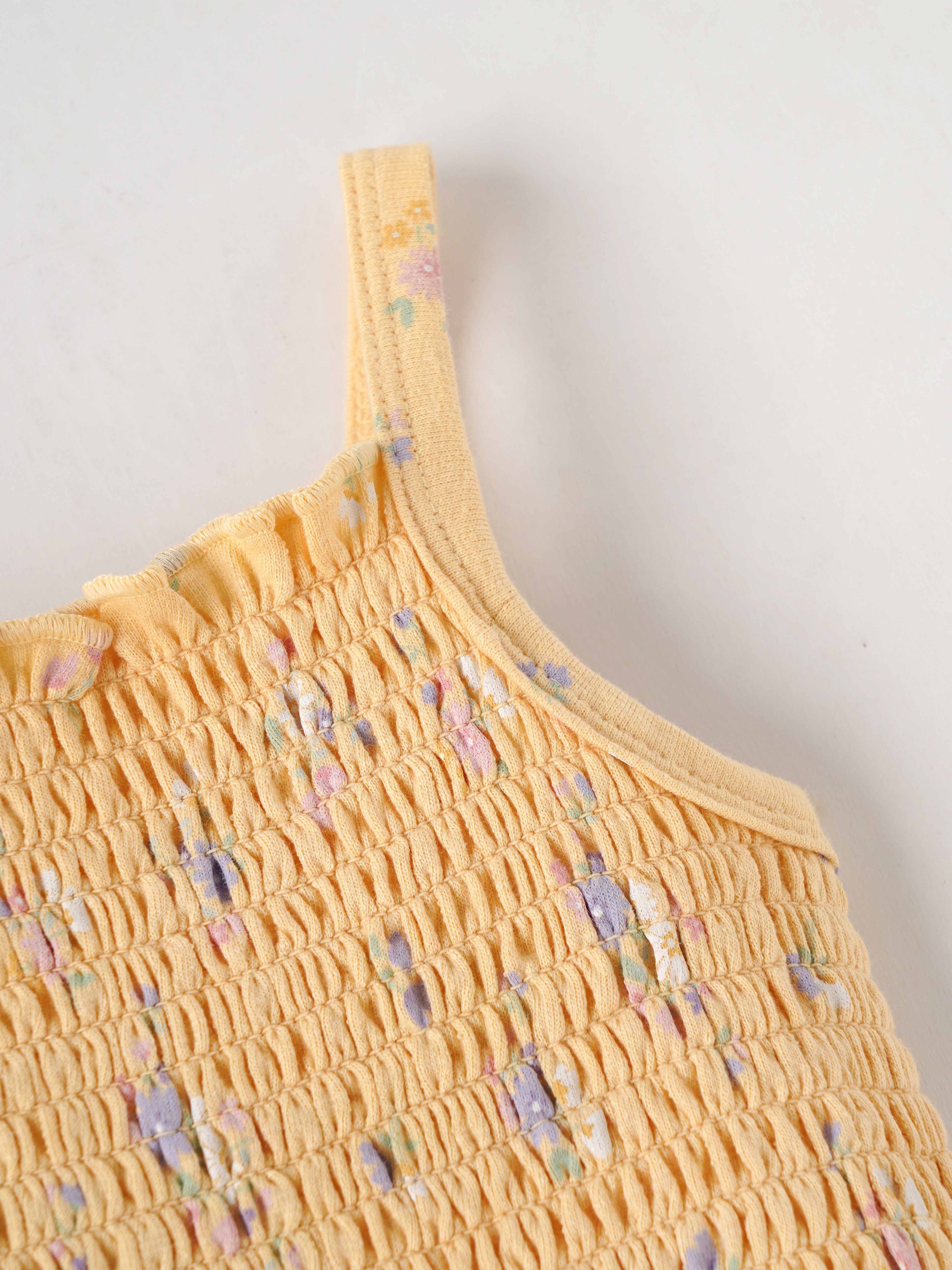 Popees Baby Girls Smocked Camisole Top – Peach Yellow | 9 Months–4 Years