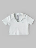 Popees Baby Girls Cotton Polo Top | White Embroidered Collar Half Sleeve T-Shirt for Infants & Toddlers (9 Months–4 Years)