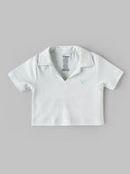 Popees Baby Girls Cotton Polo Top | White Embroidered Collar Half Sleeve T-Shirt for Infants & Toddlers (9 Months–4 Years)