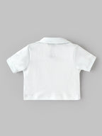 Popees Baby Girls Cotton Polo Top | White Embroidered Collar Half Sleeve T-Shirt for Infants & Toddlers (9 Months–4 Years)