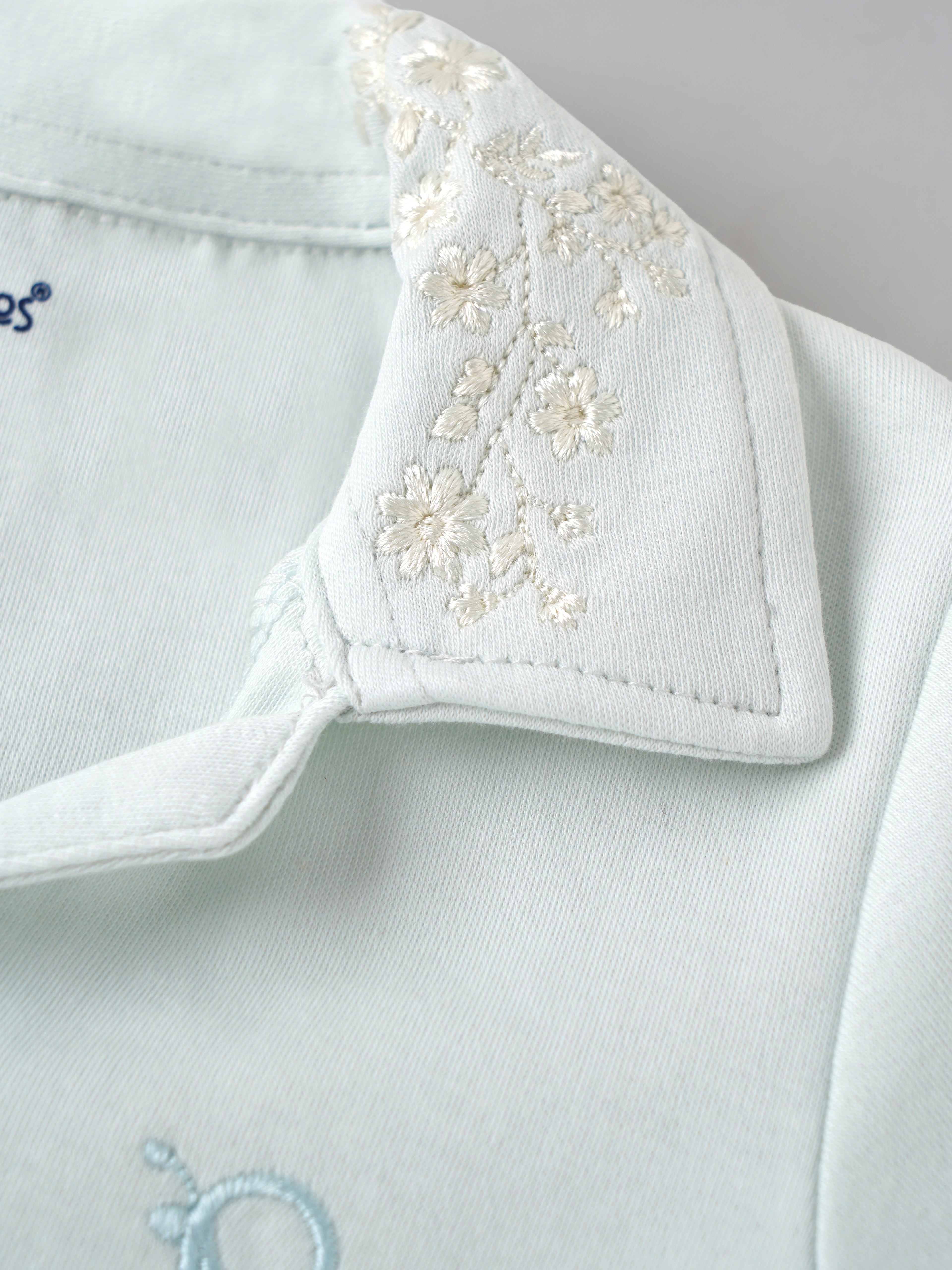 Popees Baby Girls Cotton Polo Top | White Embroidered Collar Half Sleeve T-Shirt for Infants & Toddlers (9 Months–4 Years)