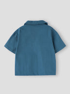 Popees Baby Girls Stylish Cotton Half Sleeve Top | Solid Blue Collared Top with Front Utility Pockets | Comfortable Casual Wear | 9 Months–4 Years
