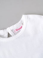 Popees Baby Girls Soft & Stylish Textured T-Shirt | White Short Sleeve Round Neck Top | Comfortable Casual Everyday Wear1–6 Years