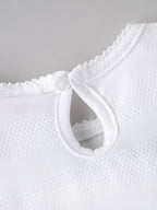 Popees Baby Girls Soft & Stylish Textured T-Shirt | White Short Sleeve Round Neck Top | Comfortable Casual Everyday Wear1–6 Years