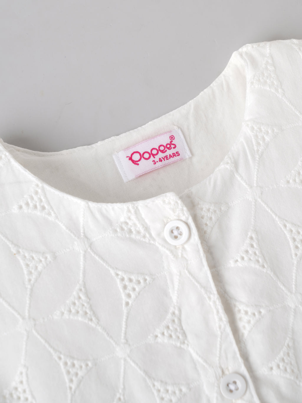 Popees Baby Girls Premium Cotton Embroidered Peplum Top | Full Sleeve Round Neck White Casual & Party Wear Top for Infants and Toddlers